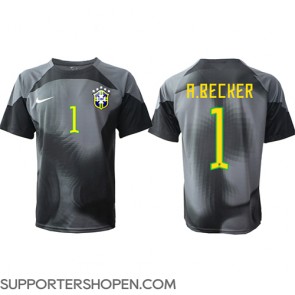 Brasilien Alisson Becker #1 Målvakt Hemma Matchtröja VM 2022 Kortärmad